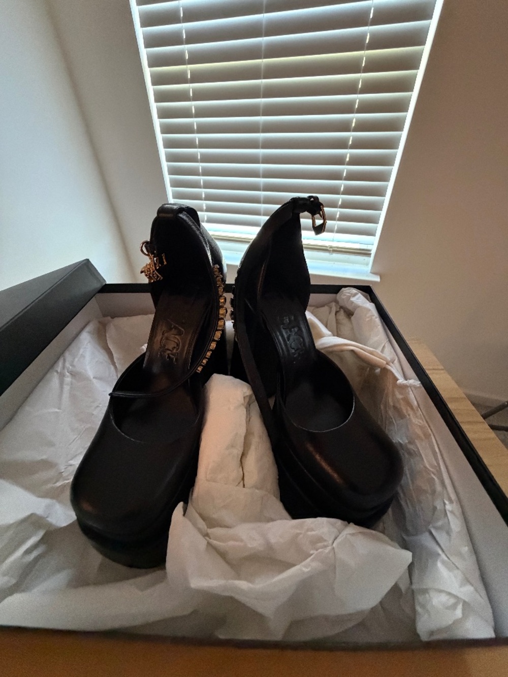 Versace Black Platform Heels Size 36